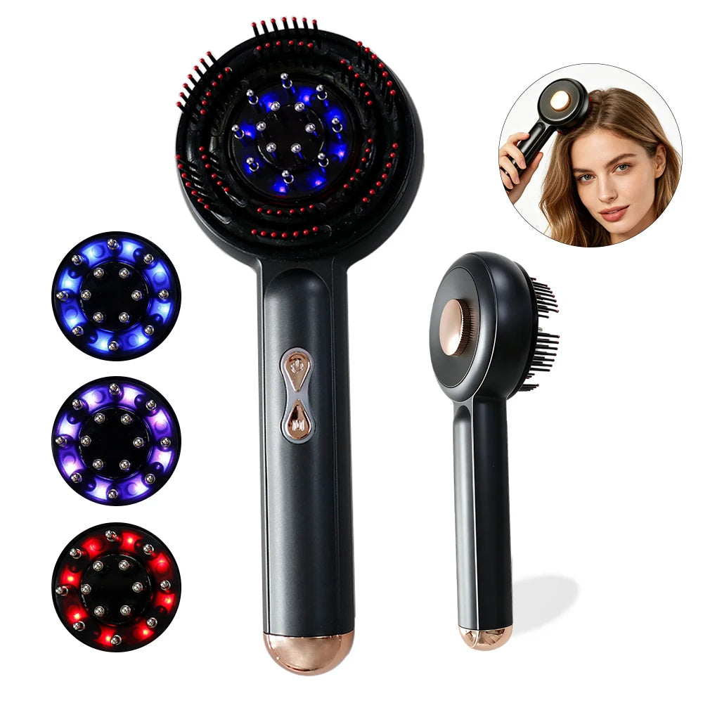 Electric Head Massage Comb Rechargeable 660nm Red Light Hair Care Portable Kneading Relax Head Scalp Massager Blood Circulation