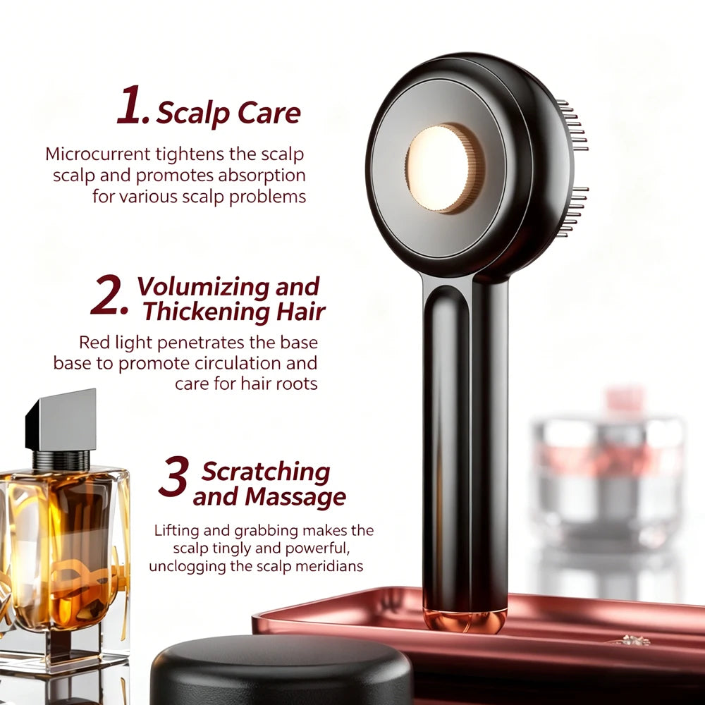 Electric Head Massage Comb Rechargeable 660nm Red Light Hair Care Portable Kneading Relax Head Scalp Massager Blood Circulation