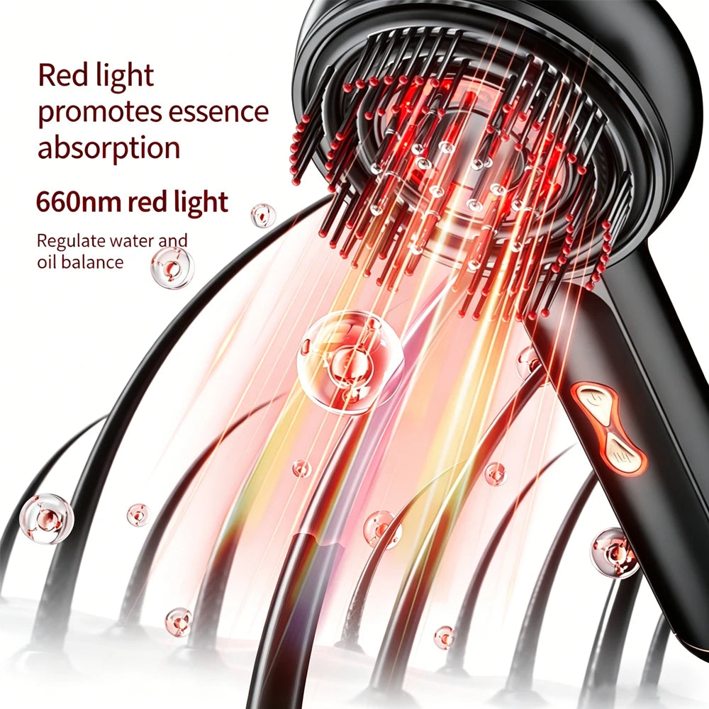 Electric Head Massage Comb Rechargeable 660nm Red Light Hair Care Portable Kneading Relax Head Scalp Massager Blood Circulation