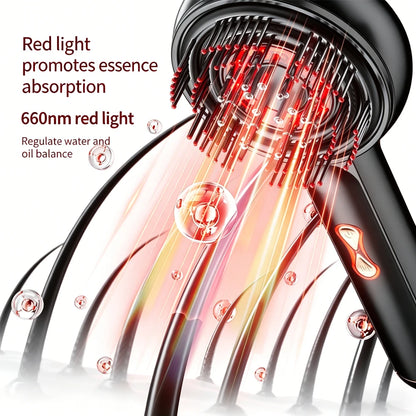 Electric Head Massage Comb Rechargeable 660nm Red Light Hair Care Portable Kneading Relax Head Scalp Massager Blood Circulation